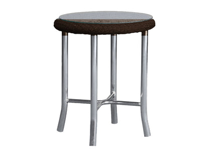 Lloyd Flanders Lloyd Loom 20 Inch Round End Table Mini Random Weave Mink Frame