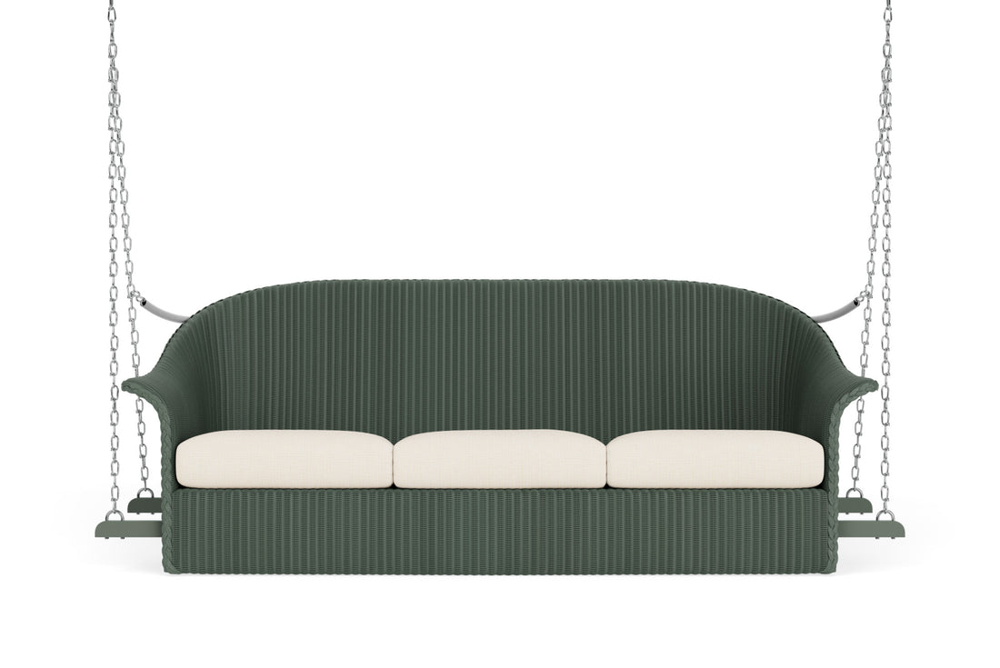 Lloyd Flanders Lloyd Loom 3-Seat Sofa Swing – 1x1 Weave in Spruce frame with Fortune Champagne fabric