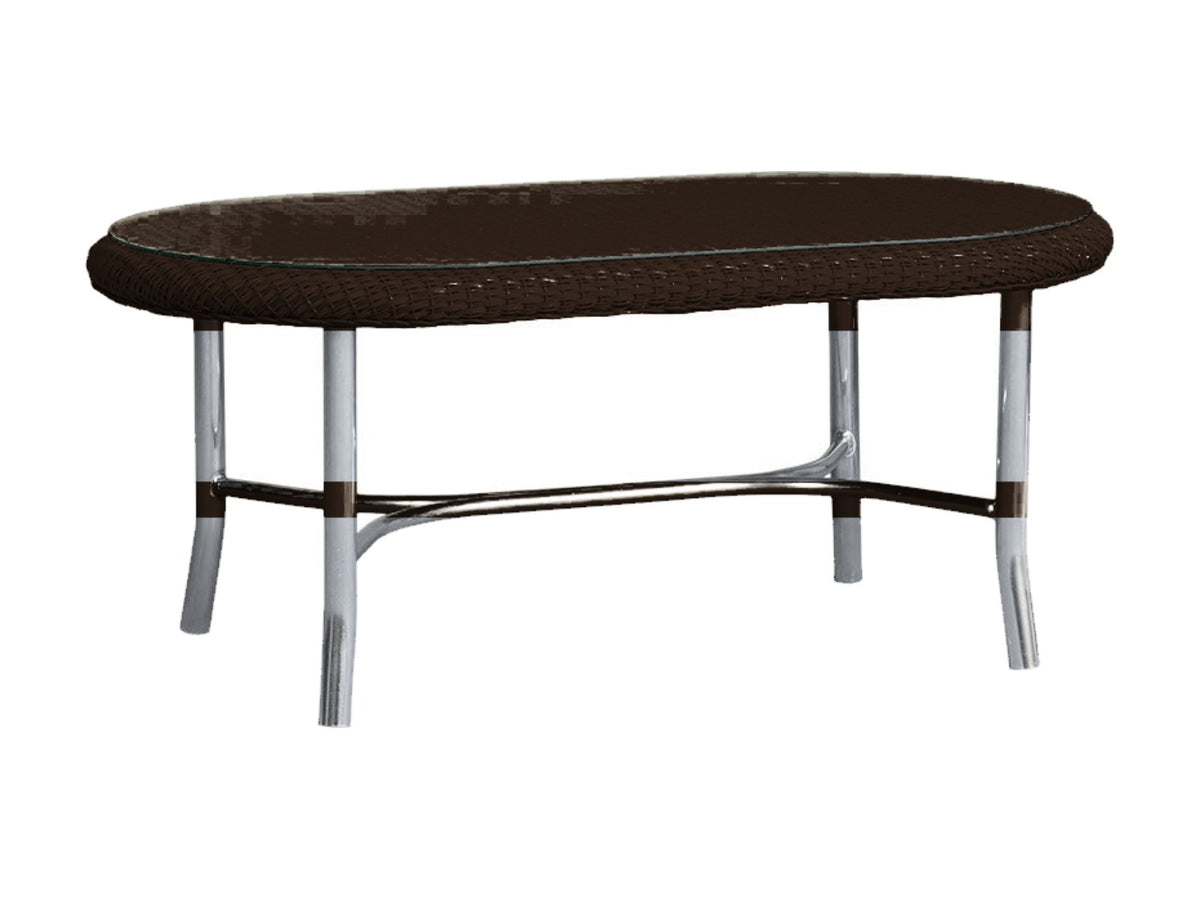 Lloyd Flanders Lloyd Loom 43 Inch Oval Cocktail Table Mini Random Weave Mink Frame