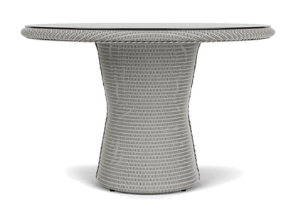 Lloyd Flanders Lloyd Loom 48 Inch Round Pedestal Dining Table 2x2 Weave Platinum Frame