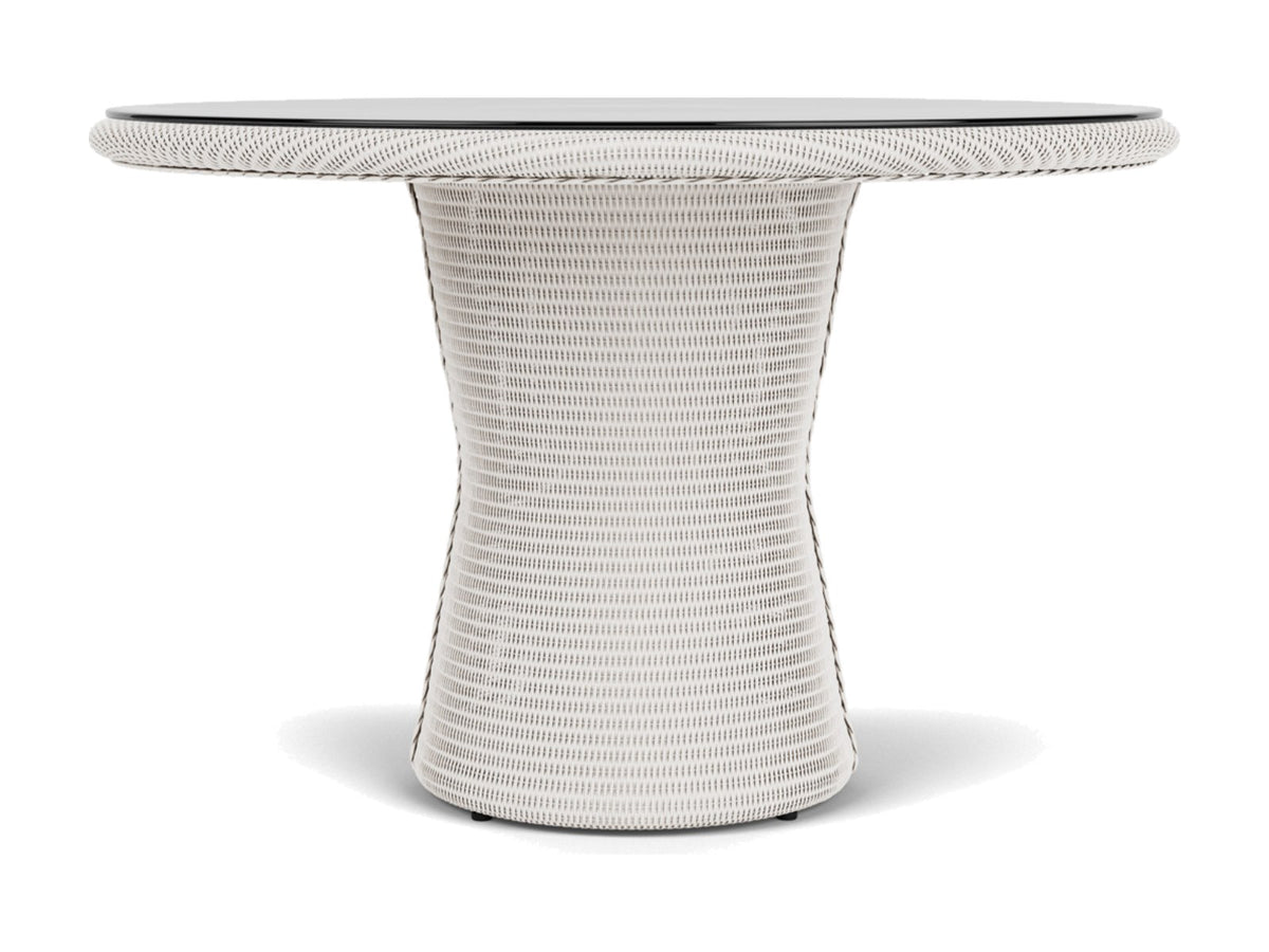 Lloyd Flanders Lloyd Loom 48 Inch Round Pedestal Dining Table 2x2 Weave White Frame