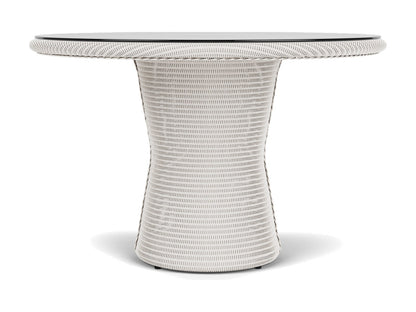 Lloyd Flanders Lloyd Loom 48 Inch Round Pedestal Dining Table 2x2 Weave White Frame