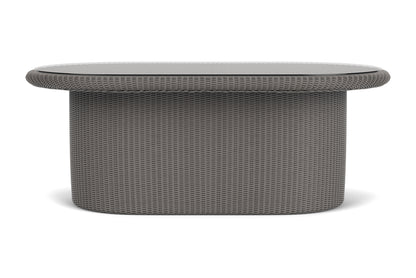Lloyd Flanders Lloyd Loom 50" Oval Cocktail Table – 2x2 Weave in Pewter frame