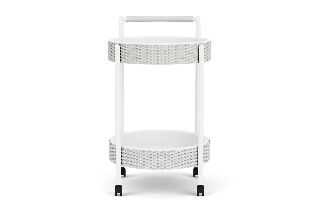 Lloyd Flanders Lloyd Loom Bar Cart with set-in serving trays – 2x2 Weave in Matte White frame