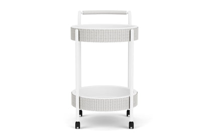 Lloyd Flanders Lloyd Loom Bar Cart with set-in serving trays – 2x2 Weave in Matte White frame