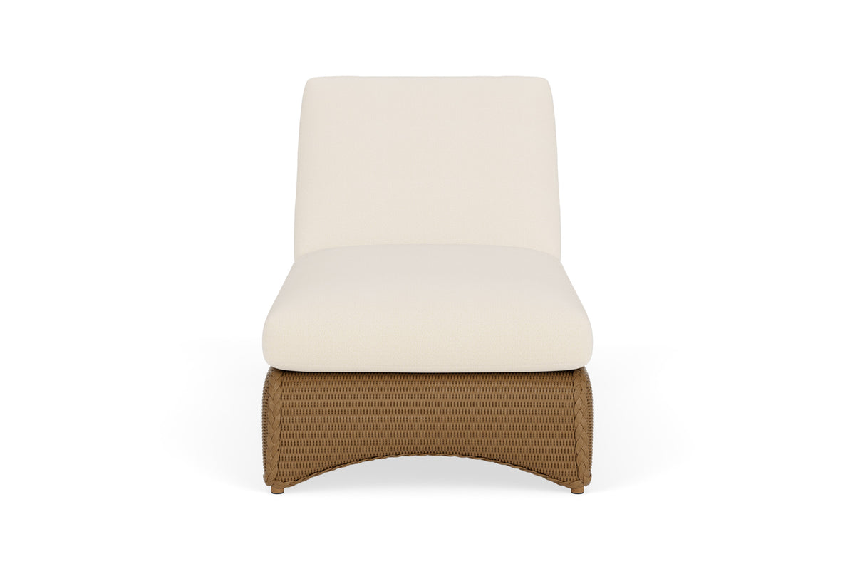 Lloyd Flanders Lloyd Loom Chaise – 2x2 Weave in Hickory frame with Brightside Egret fabric