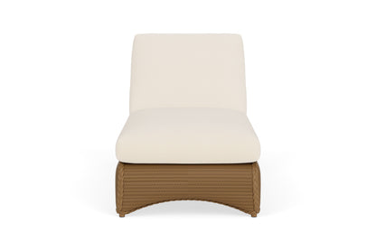 Lloyd Flanders Lloyd Loom Chaise – 2x2 Weave in Hickory frame with Brightside Egret fabric