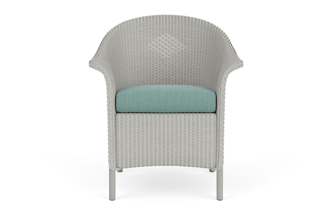 Lloyd Flanders Lloyd Loom Dining Armchair – 1x1 Weave in Platinum frame with Loveboat Mint fabric