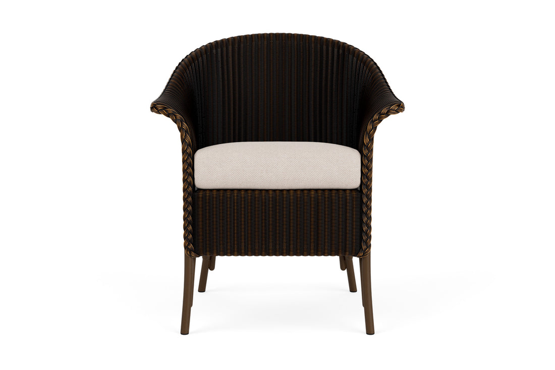 Lloyd Flanders Lloyd Loom Dining Armchair – 2x2 Weave in Mink frame with Zenith Oatmeal fabric