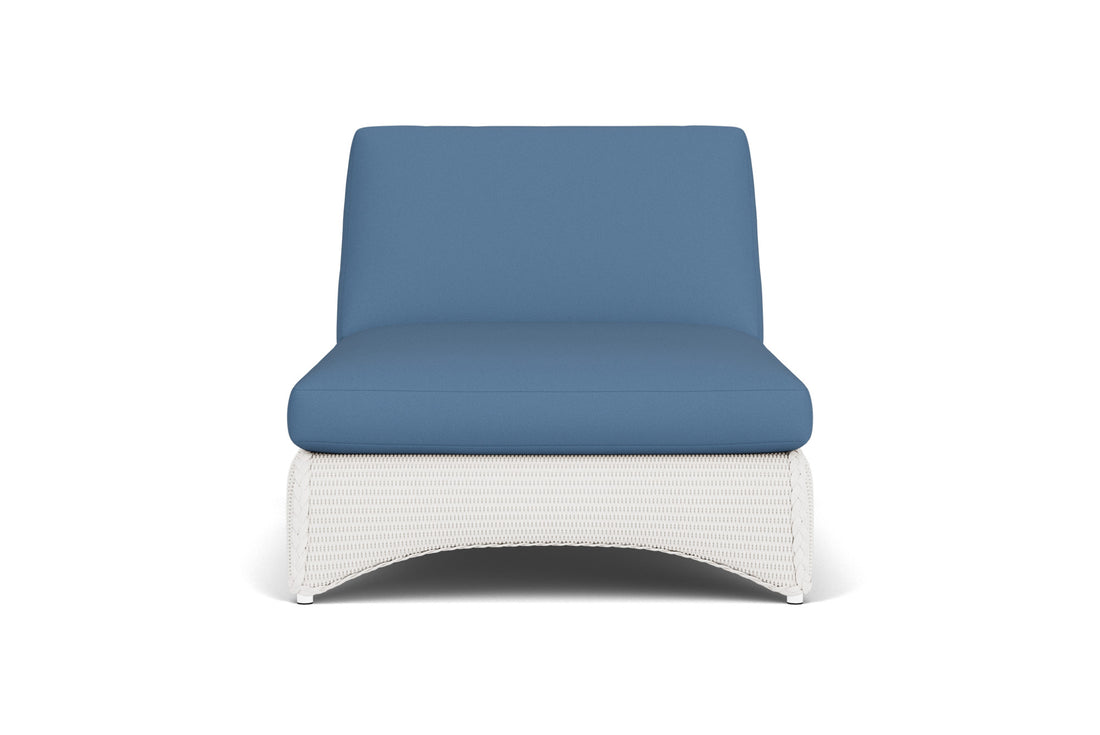 Lloyd Flanders Lloyd Loom Double Chaise – 2x2 Weave in White frame with Brightside Sea Blue fabric