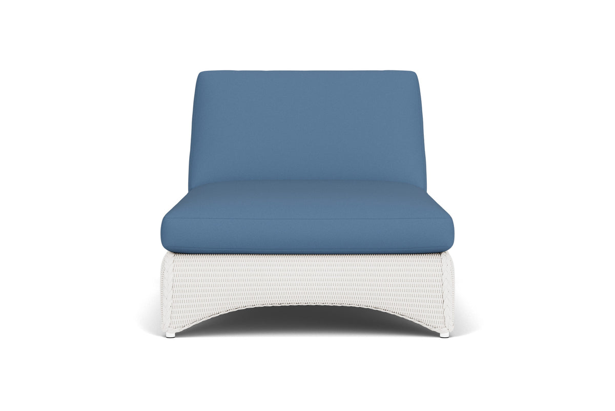 Lloyd Flanders Lloyd Loom Double Chaise – 2x2 Weave in White frame with Brightside Sea Blue fabric