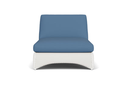 Lloyd Flanders Lloyd Loom Double Chaise – 2x2 Weave in White frame with Brightside Sea Blue fabric