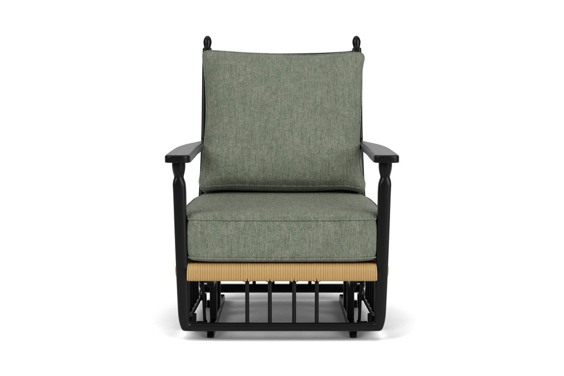 Lloyd Flanders Low Country Glider Lounge Chair with Cast Sage fabric