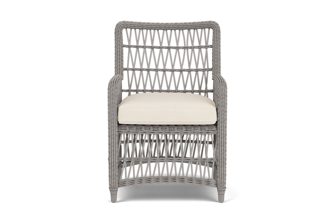 Lloyd Flanders Mackinac Dining Armchair with Fortune Champagne fabric