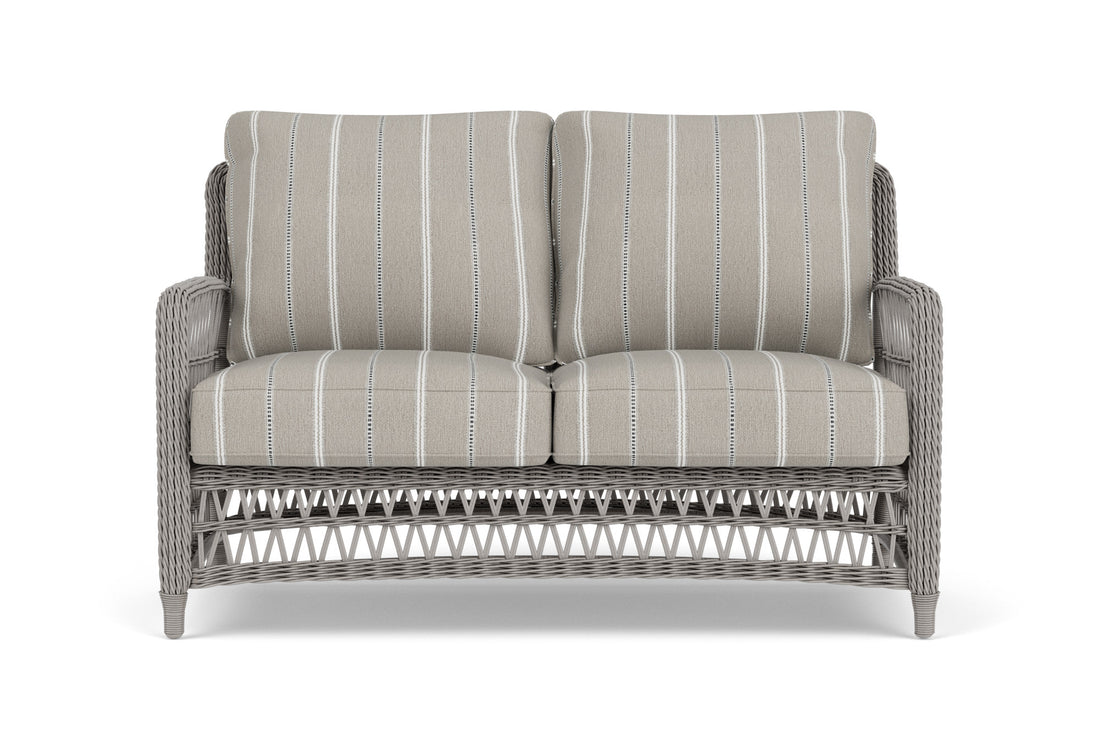 Lloyd Flanders Mackinac Loveseat with Sandy Point Stone fabric