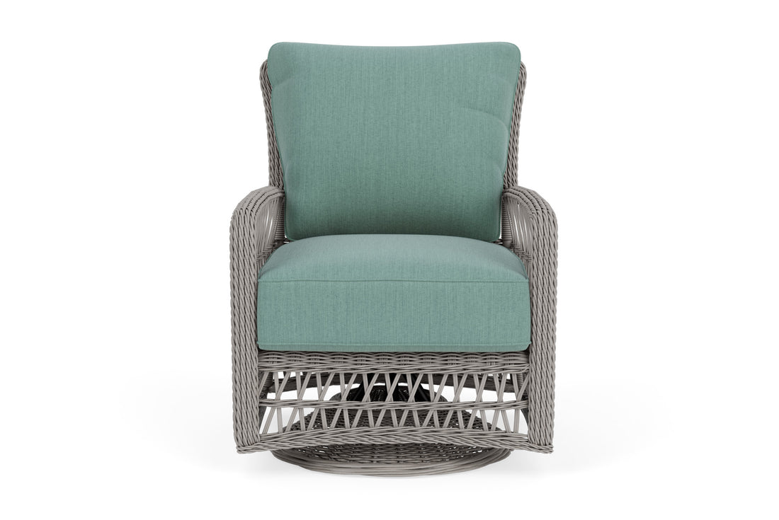 Lloyd Flanders Mackinac Swivel Glider Lounge Chair with Loveboat Mint fabric