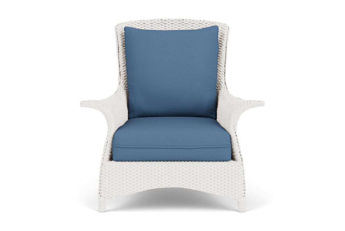 Lloyd Flanders Mandalay Lounge Chair in White frame with Brightside Sea Blue fabric