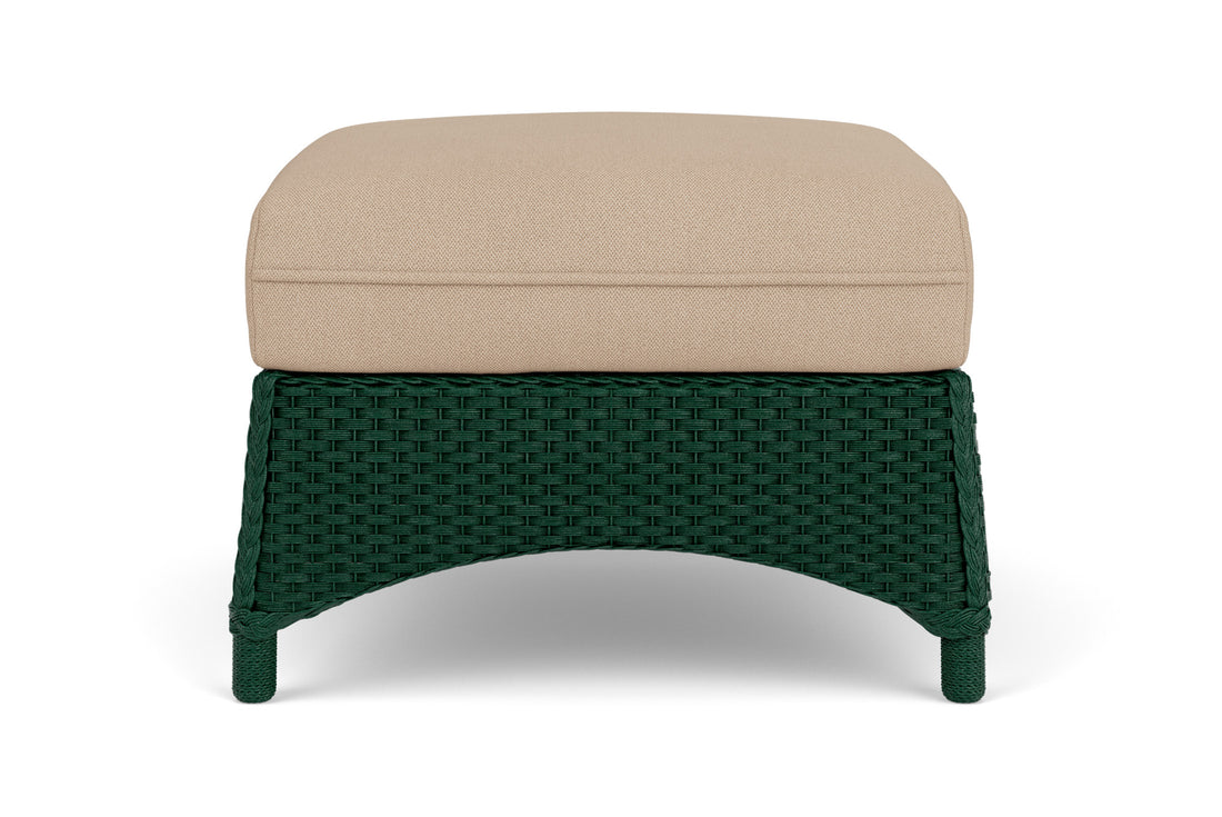 Lloyd Flanders Mandalay Ottoman in Woodland frame with Hayden Linen fabric