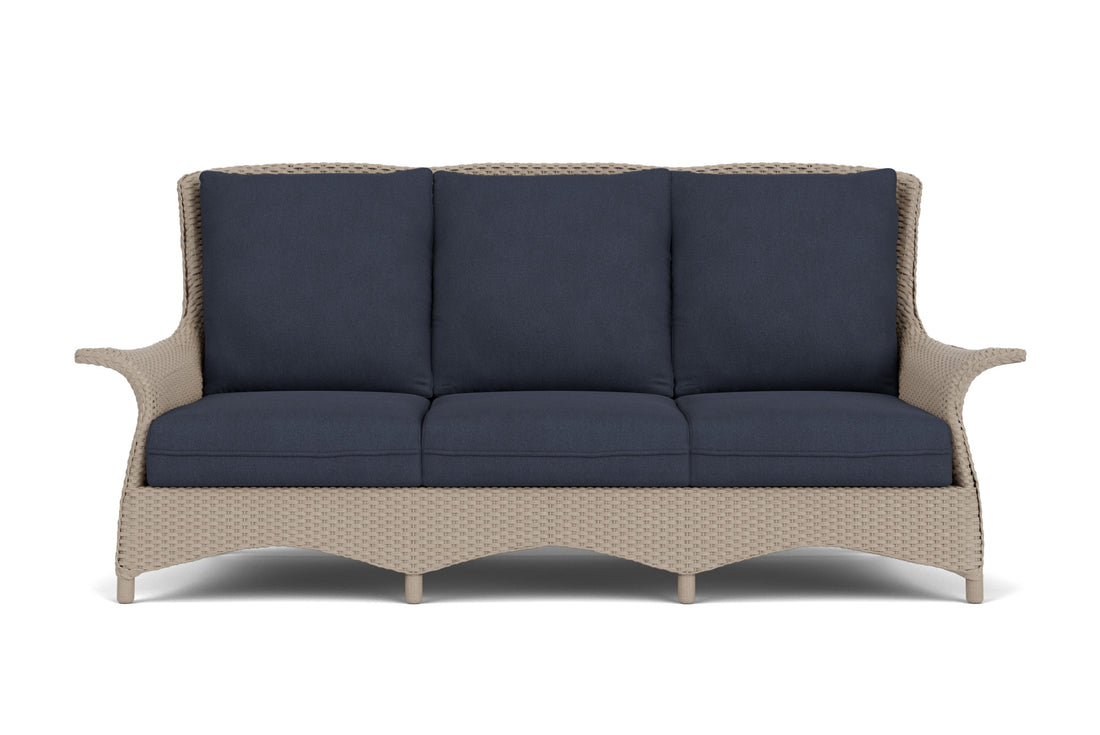 Lloyd Flanders Mandalay Sofa in French Beige frame with Hayden Navy fabric
