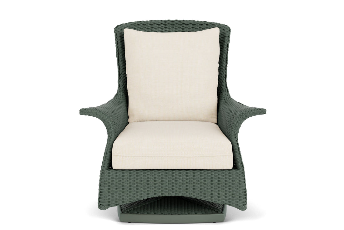 Lloyd Flanders Mandalay Swivel Rocker Lounge Chair in Spruce frame with Fortune Champagne fabric