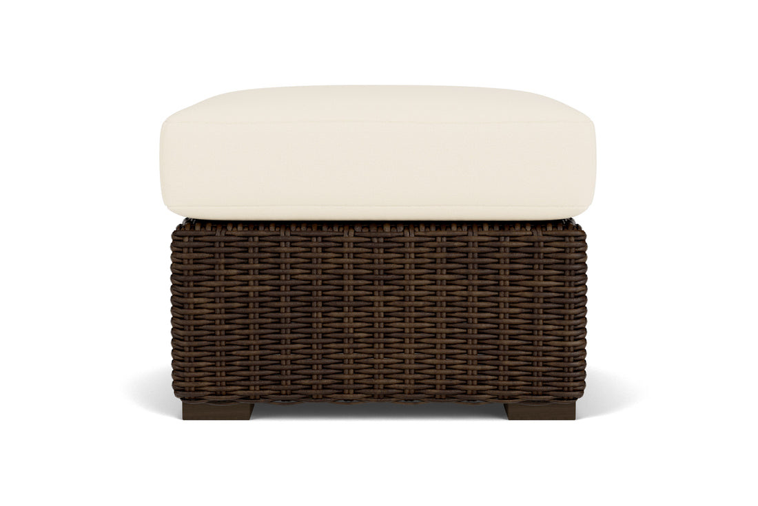 Lloyd Flanders Mesa Ottoman with Brightside Chalk fabric