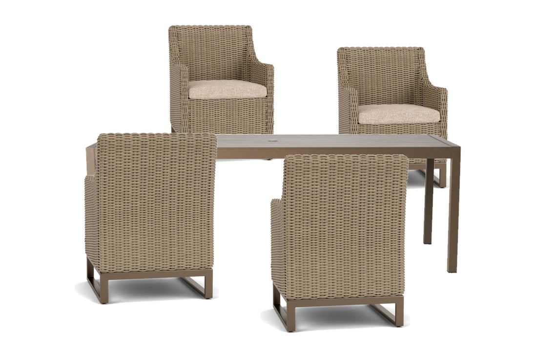 Lloyd Flanders Milan 5-Piece Dining Set in Brushwood - all pieces shown