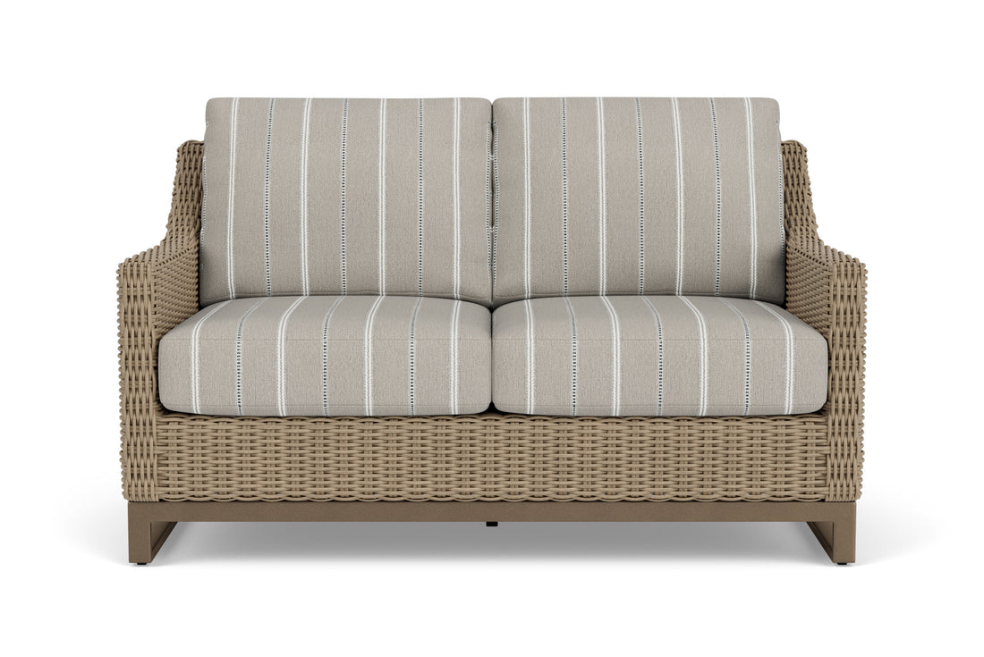 Lloyd Flanders Milan Loveseat with Sandy Point Stone fabric