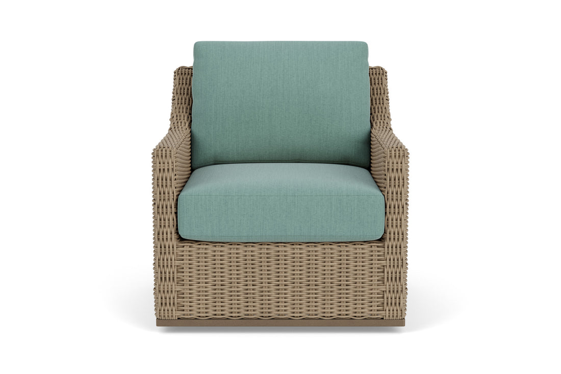 Lloyd Flanders Milan Swivel Glider Lounge Chair with Loveboat Mint fabric