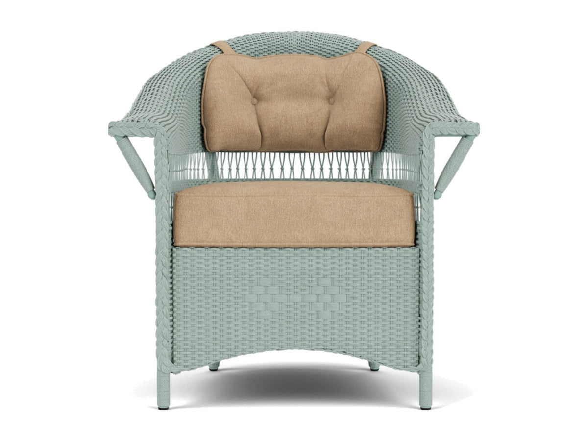 Lloyd Flanders Nantucket Dining Armchair Sea Glass Frame Hayden Sand
