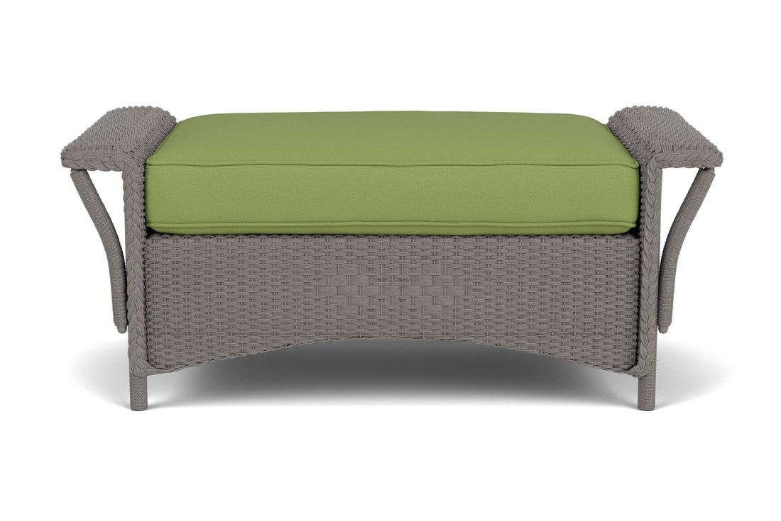Lloyd Flanders Nantucket Large Ottoman in Pewter frame with Brightside Apple fabric