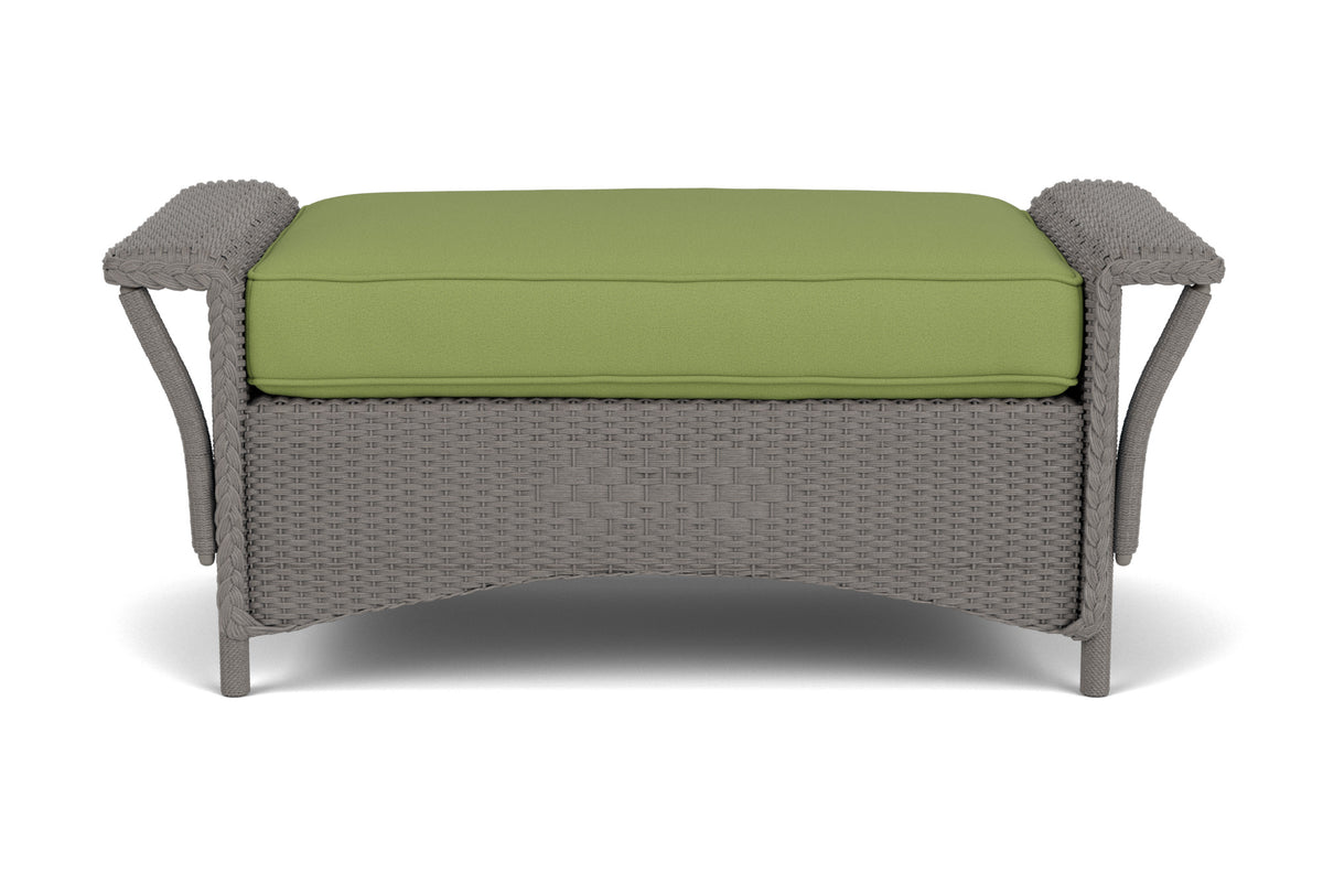 Lloyd Flanders Nantucket Large Ottoman in Pewter frame with Brightside Apple fabric