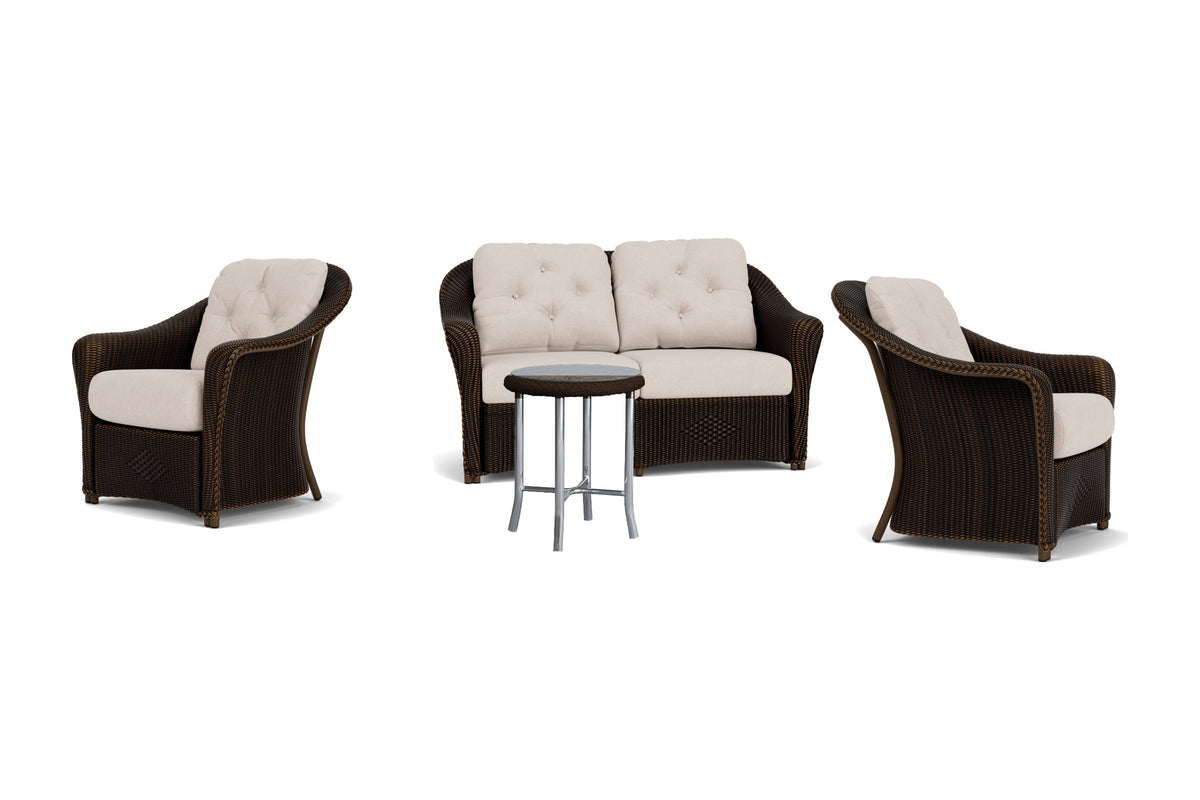Lloyd Flanders Reflections 4-Piece Conversation Set in Mink frame with Zenith Oatmeal fabric - all pieces shown