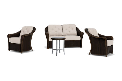 Lloyd Flanders Reflections 4-Piece Conversation Set in Mink frame with Zenith Oatmeal fabric - all pieces shown