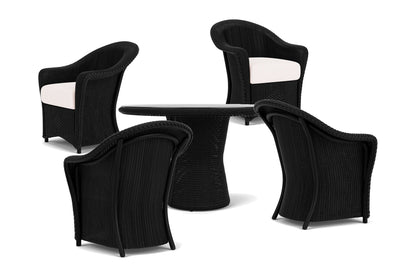 Lloyd Flanders Reflections 5-Piece Dining Set in Ebony frame with Falcon White fabric - all pieces shown