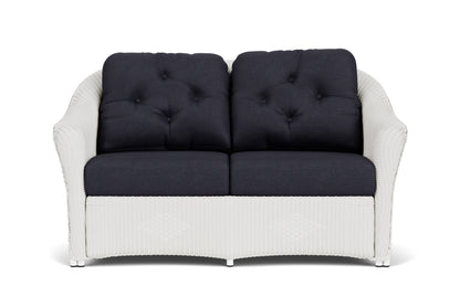 Lloyd Flanders Reflections Loveseat in Matte White frame with Play Navy fabric