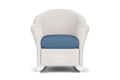 Lloyd Flanders Reflections Porch Rocker in White frame with Brightside Sea Blue fabric