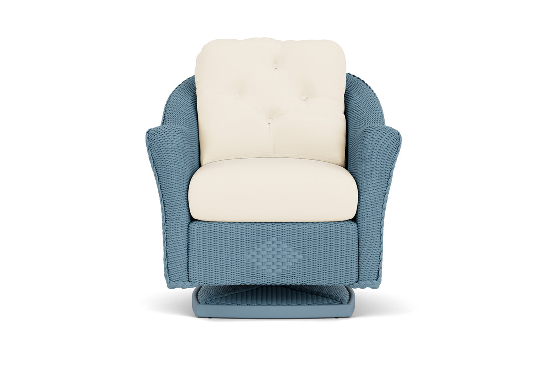 Lloyd Flanders Reflections Swivel Rocker Lounge Chair in Stillwater frame with Brightside Chalk fabric