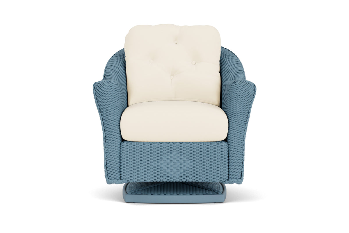 Lloyd Flanders Reflections Swivel Rocker Lounge Chair in Stillwater frame with Brightside Chalk fabric