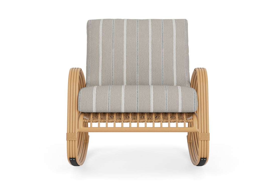 Lloyd Flanders Riviera Lounge Rocker with Sandy Point Stone fabric