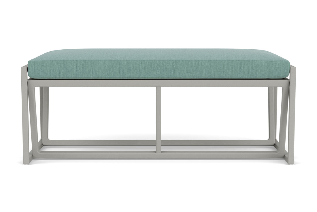 Lloyd Flanders Summit Loveseat Ottoman in Platinum frame with Loveboat Mint fabric