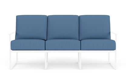 Lloyd Flanders Summit Sofa in White frame with Brightside Sea Blue fabric