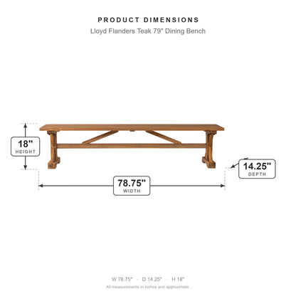 Lloyd Flanders Teak 79" Dining Bench dimensions: 78.75 in W x 14.25 in D x 18 in H