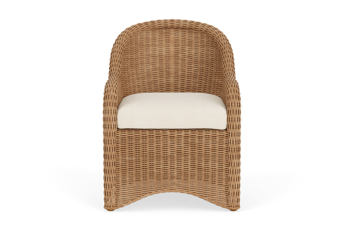 Lloyd Flanders Tobago Dining Armchair with Fortune Champagne fabric