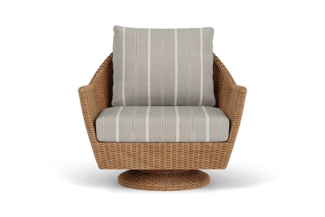 Lloyd Flanders Tobago Swivel Rocker Lounge Chair with Sandy Point Stone fabric