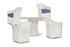 Lloyd Flanders Weekend Retreat 5-Piece Dining Set in White frame with Brightside Sea Blue fabric - all pieces shown