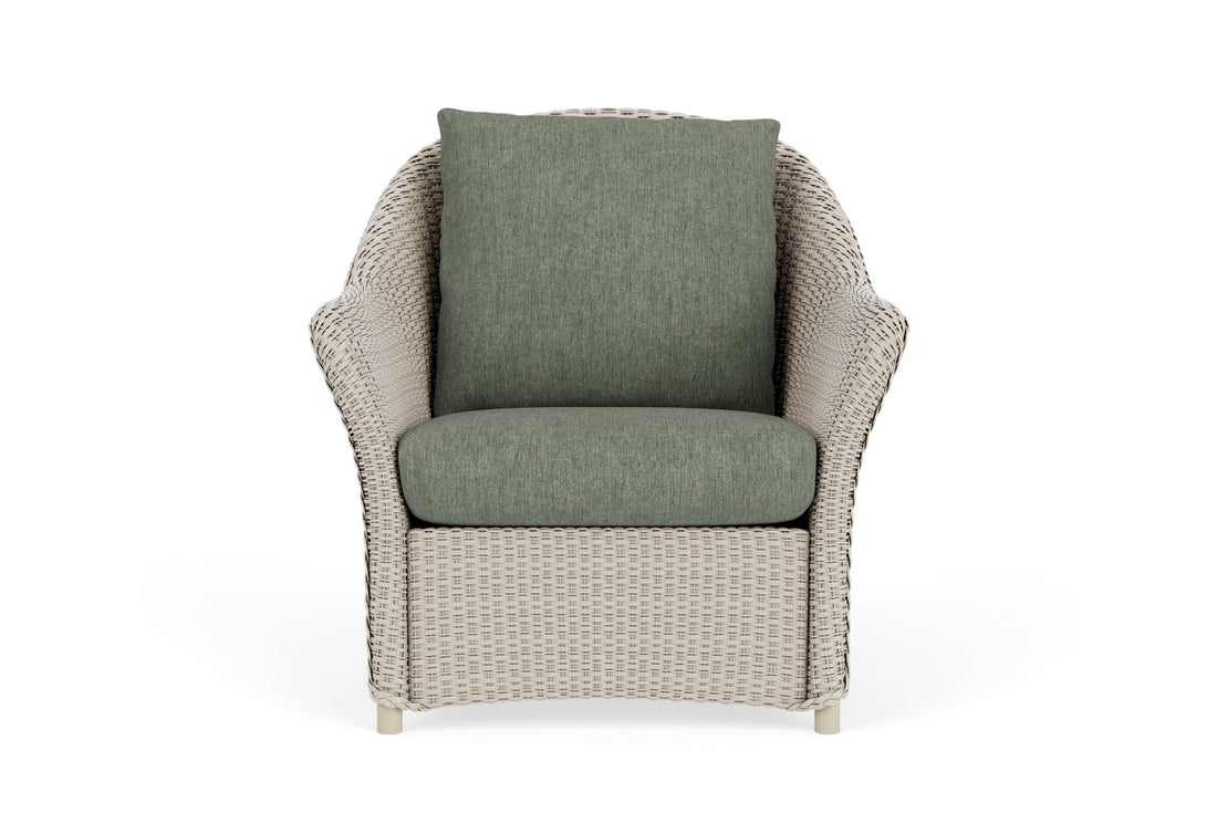 Lloyd Flanders Weekend Retreat Lounge Chair in Linen frame with Cast Sage fabric