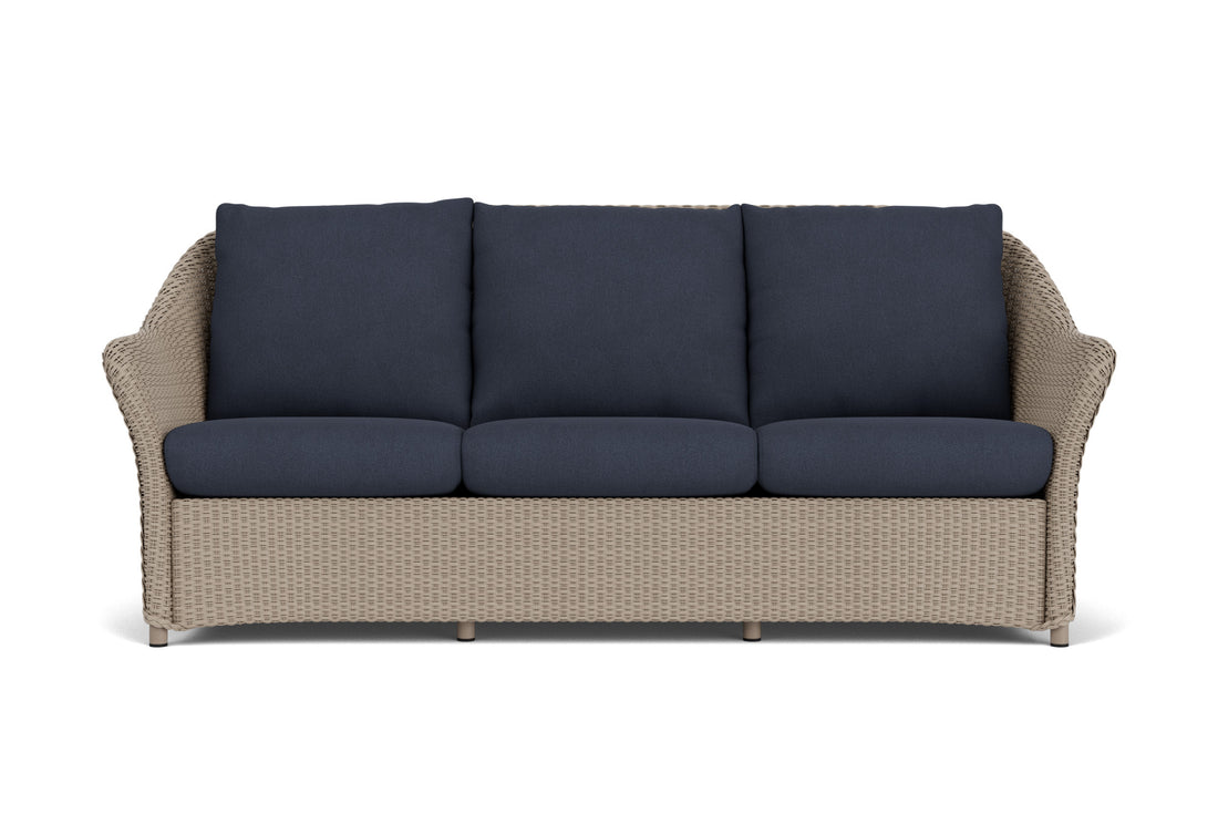 Lloyd Flanders Weekend Retreat Sofa in French Beige frame with Hayden Navy fabric