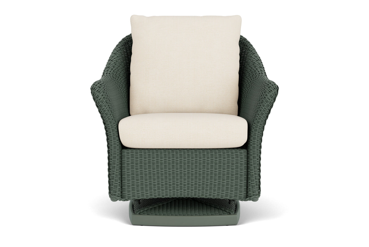 Lloyd Flanders Weekend Retreat Swivel Glider Lounge Chair in Spruce frame with Fortune Champagne fabric