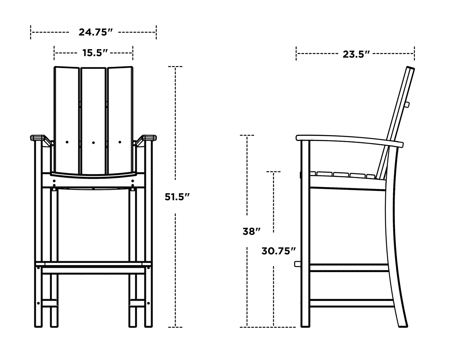 POLYWOOD Modern Adirondack Bar Chair