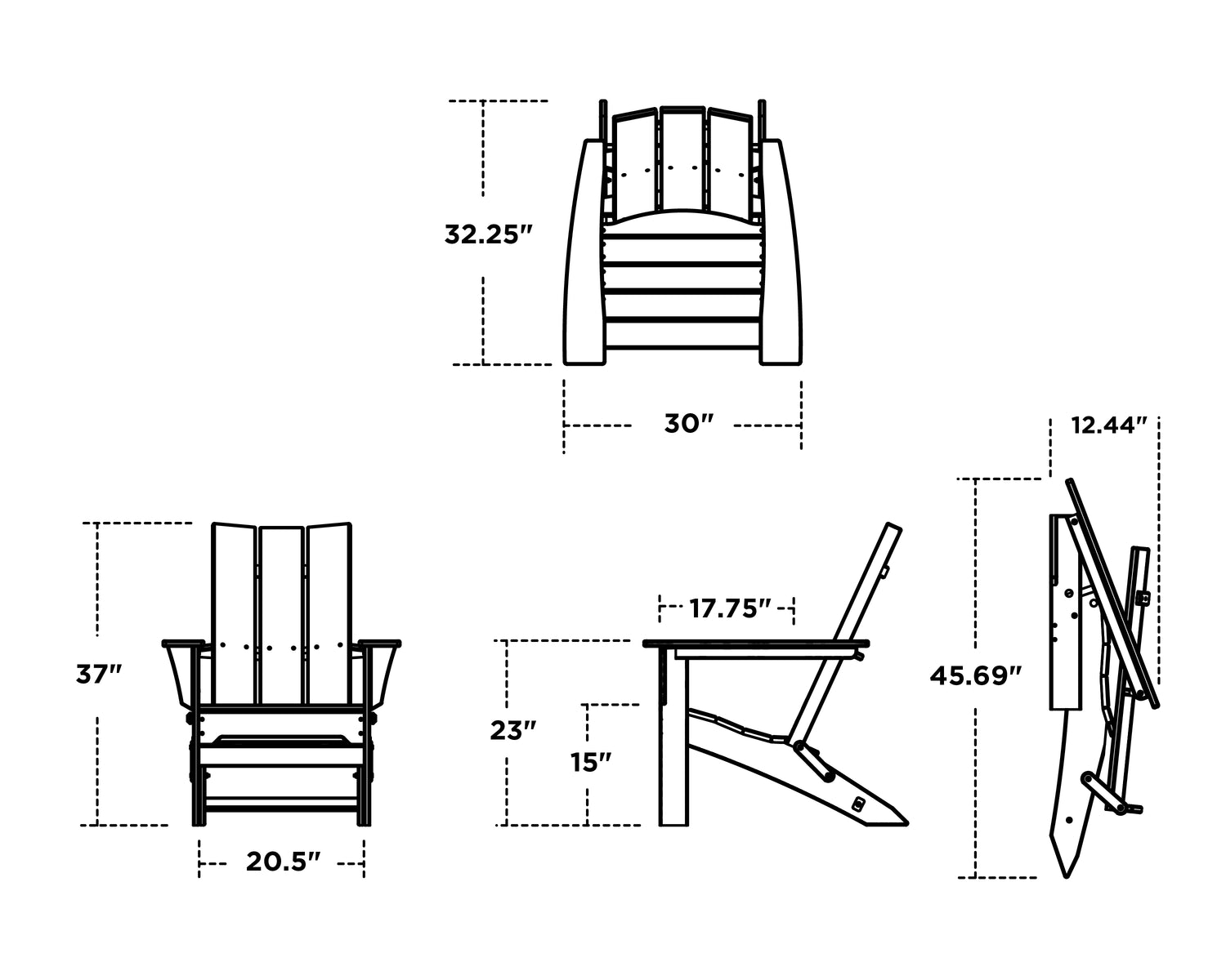POLYWOOD Modern Folding Adirondack